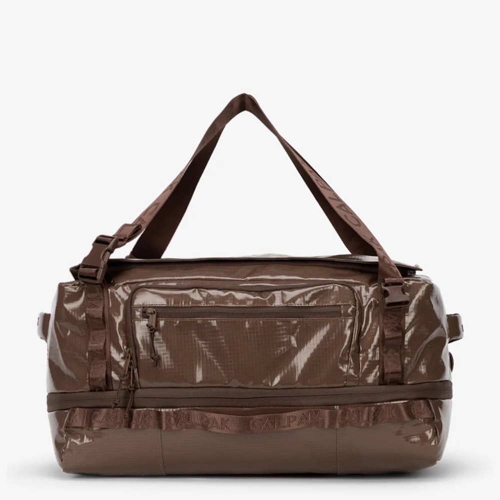 Calpak Brown Glossy Travel Duffle Bag